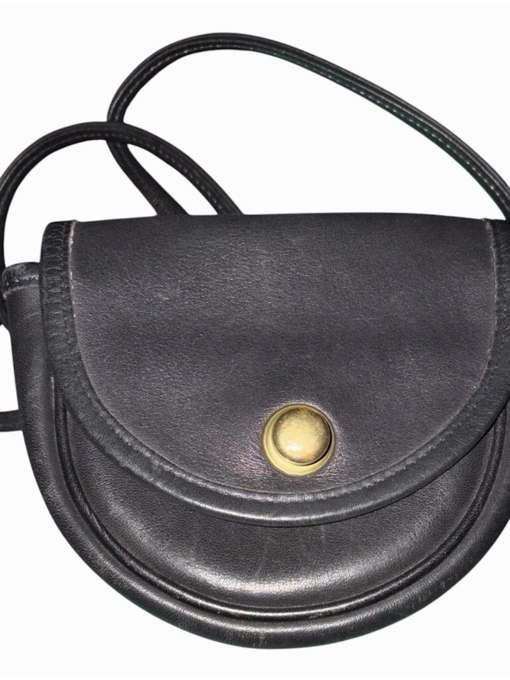 Vintage1994 Coach Black Leather Mini Belt Bag Crossbody 9826 Brass Ball Lock USA